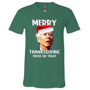 Joe Biden Santa Hat Merry Thanksgiving Christmas V-Neck T-Shirt