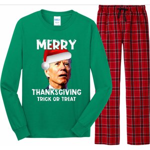 Joe Biden Santa Hat Merry Thanksgiving Christmas Long Sleeve Pajama Set