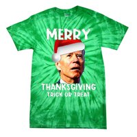 Joe Biden Santa Hat Merry Thanksgiving Christmas Tie-Dye T-Shirt