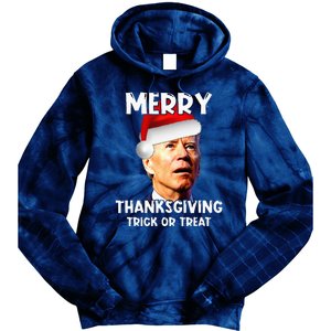 Joe Biden Santa Hat Merry Thanksgiving Christmas Tie Dye Hoodie