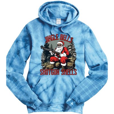 Jingle Bells Shotgun Shells Funny Santa Tie Dye Hoodie