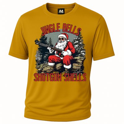 Jingle Bells Shotgun Shells Funny Santa Cooling Performance Crew T-Shirt