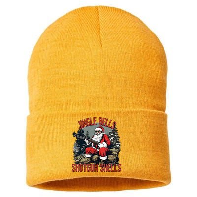 Jingle Bells Shotgun Shells Funny Santa Sustainable Knit Beanie