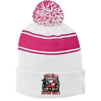 Jingle Bells Shotgun Shells Funny Santa Stripe Pom Pom Beanie