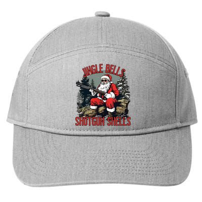 Jingle Bells Shotgun Shells Funny Santa 7-Panel Snapback Hat