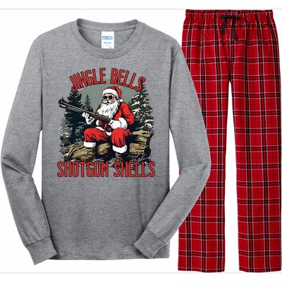 Jingle Bells Shotgun Shells Funny Santa Long Sleeve Pajama Set