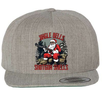 Jingle Bells Shotgun Shells Funny Santa Wool Snapback Cap