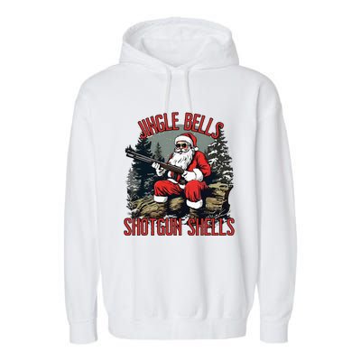 Jingle Bells Shotgun Shells Funny Santa Garment-Dyed Fleece Hoodie