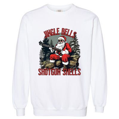 Jingle Bells Shotgun Shells Funny Santa Garment-Dyed Sweatshirt