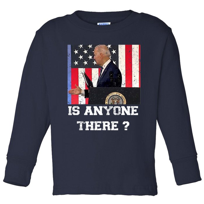 Joe Biden Shakes Hands With Thin Air, Funny Anti Joe Biden Toddler Long Sleeve Shirt