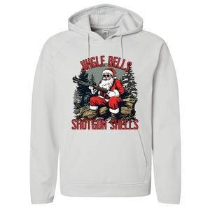 Jingle Bells Shotgun Shells Funny Santa Bruh Gun Performance Fleece Hoodie