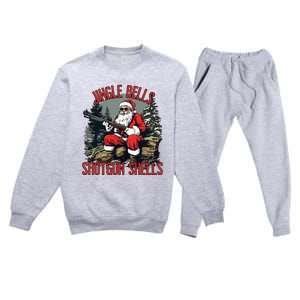 Jingle Bells Shotgun Shells Funny Santa Bruh Gun Premium Crewneck Sweatsuit Set