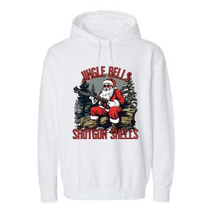 Jingle Bells Shotgun Shells Funny Santa Bruh Gun Garment-Dyed Fleece Hoodie