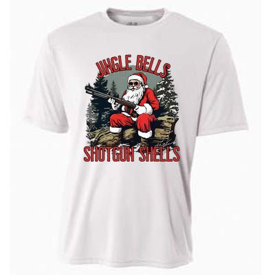 Jingle Bells Shotgun Shells Funny Santa Bruh Gun Cooling Performance Crew T-Shirt