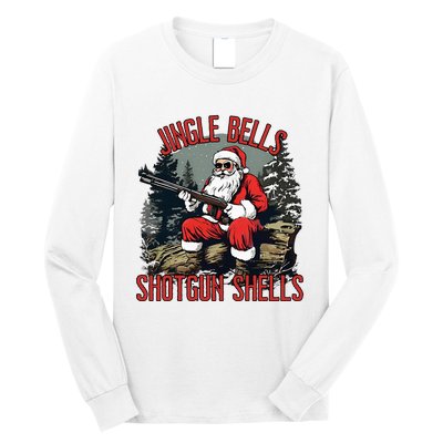 Jingle Bells Shotgun Shells Funny Santa Bruh Gun Long Sleeve Shirt