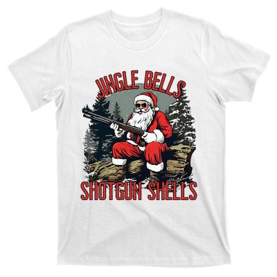 Jingle Bells Shotgun Shells Funny Santa Bruh Gun T-Shirt