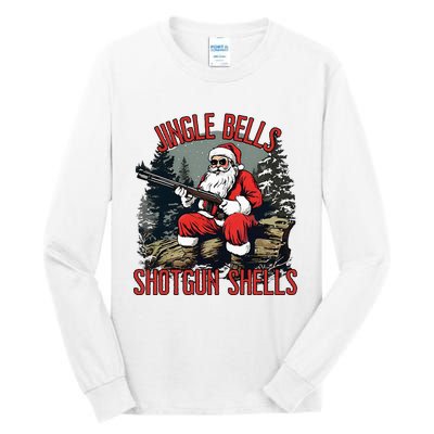 Jingle Bells Shotgun Shells Funny Santa Bruh Gun Tall Long Sleeve T-Shirt