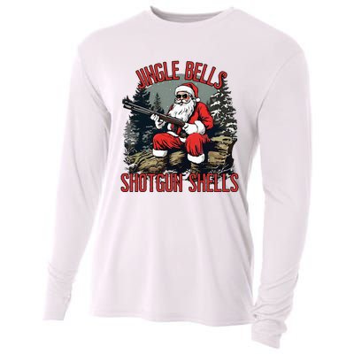 Jingle Bells Shotgun Shells Funny Santa Bruh Gun Cooling Performance Long Sleeve Crew