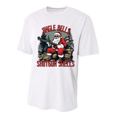 Jingle Bells Shotgun Shells Funny Santa Bruh Gun Performance Sprint T-Shirt