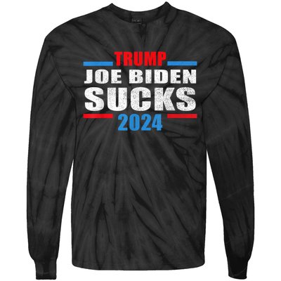 Joe Biden Sucks Funny AntiBiden Election ProTrump 2024 Tie-Dye Long Sleeve Shirt