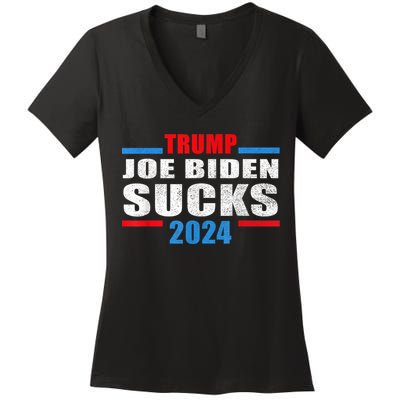 Joe Biden Sucks Funny AntiBiden Election ProTrump 2024 Women's V-Neck T-Shirt