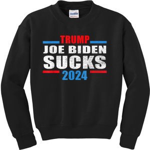 Joe Biden Sucks Funny AntiBiden Election ProTrump 2024 Kids Sweatshirt