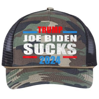 Joe Biden Sucks Funny AntiBiden Election ProTrump 2024 Retro Rope Trucker Hat Cap