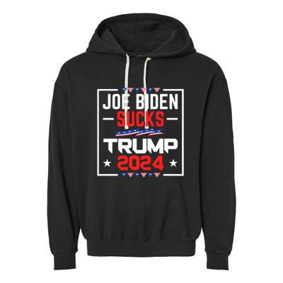 Joe Biden Sucks Trump 2024 For President Political Election Garment-Dyed Fleece Hoodie