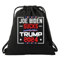 Joe Biden Sucks Trump 2024 For President Political Election Drawstring Bag