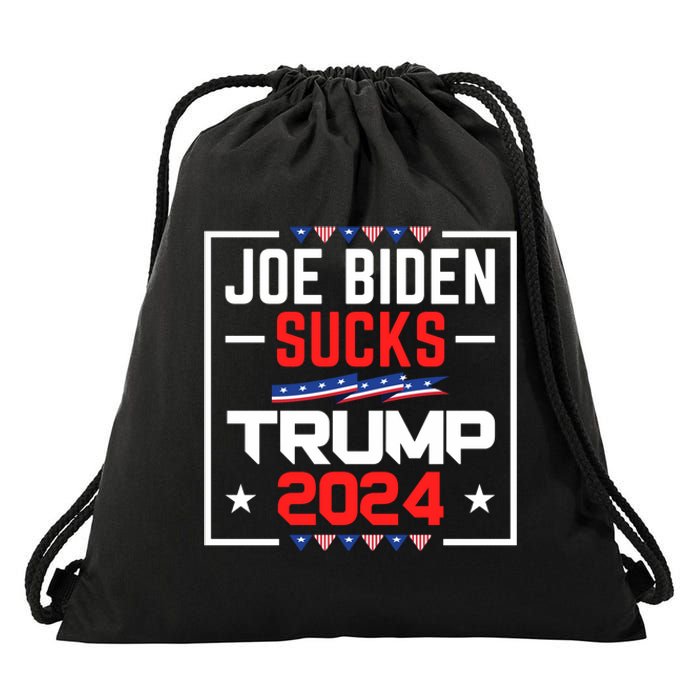 Joe Biden Sucks Trump 2024 For President Political Election Drawstring Bag