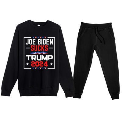 Joe Biden Sucks Trump 2024 For President Political Election Premium Crewneck Sweatsuit Set