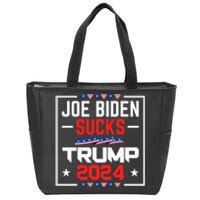 Joe Biden Sucks Trump 2024 For President Political Election Zip Tote Bag