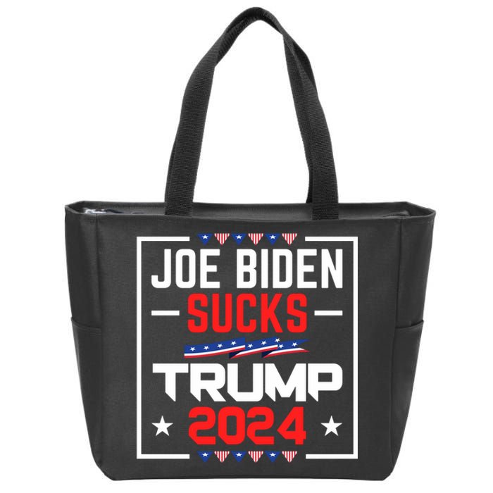 Joe Biden Sucks Trump 2024 For President Political Election Zip Tote Bag