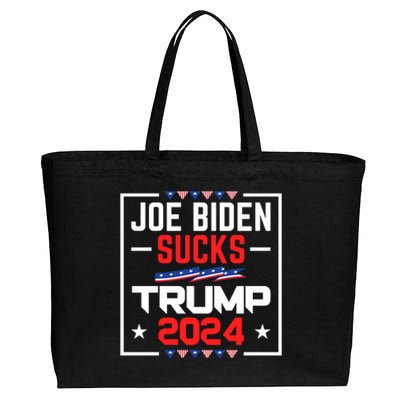 Joe Biden Sucks Trump 2024 For President Political Election Cotton Canvas Jumbo Tote