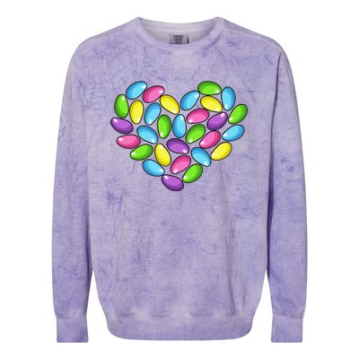 Jelly Bean Spring Easter Candy Heart Shaped Pastel Gift Colorblast Crewneck Sweatshirt