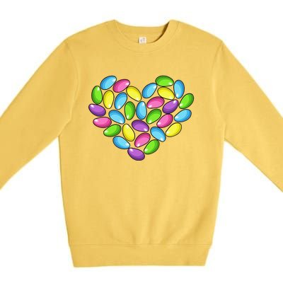 Jelly Bean Spring Easter Candy Heart Shaped Pastel Gift Premium Crewneck Sweatshirt