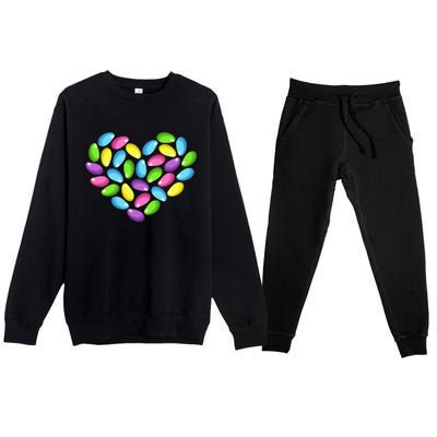 Jelly Bean Spring Easter Candy Heart Shaped Pastel Gift Premium Crewneck Sweatsuit Set