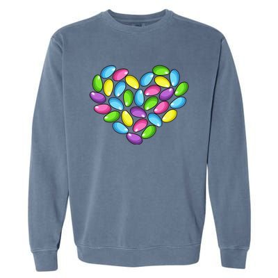 Jelly Bean Spring Easter Candy Heart Shaped Pastel Gift Garment-Dyed Sweatshirt