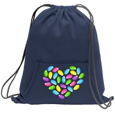 Jelly Bean Spring Easter Candy Heart Shaped Pastel Gift Sweatshirt Cinch Pack Bag