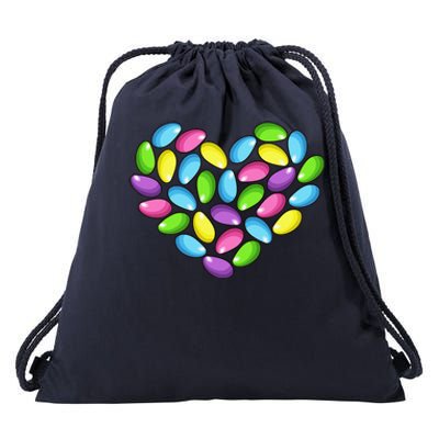 Jelly Bean Spring Easter Candy Heart Shaped Pastel Gift Drawstring Bag