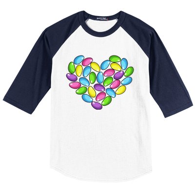 Jelly Bean Spring Easter Candy Heart Shaped Pastel Gift Baseball Sleeve Shirt