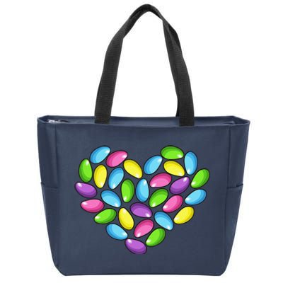 Jelly Bean Spring Easter Candy Heart Shaped Pastel Gift Zip Tote Bag