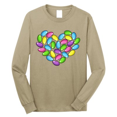 Jelly Bean Spring Easter Candy Heart Shaped Pastel Gift Long Sleeve Shirt