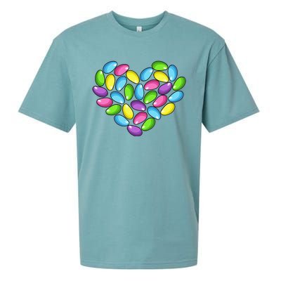 Jelly Bean Spring Easter Candy Heart Shaped Pastel Gift Sueded Cloud Jersey T-Shirt