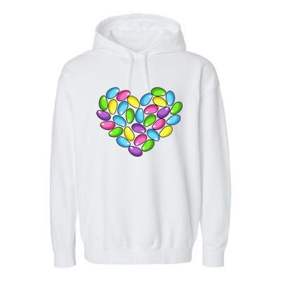 Jelly Bean Spring Easter Candy Heart Shaped Pastel Gift Garment-Dyed Fleece Hoodie