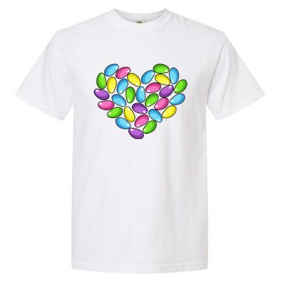 Jelly Bean Spring Easter Candy Heart Shaped Pastel Gift Garment-Dyed Heavyweight T-Shirt