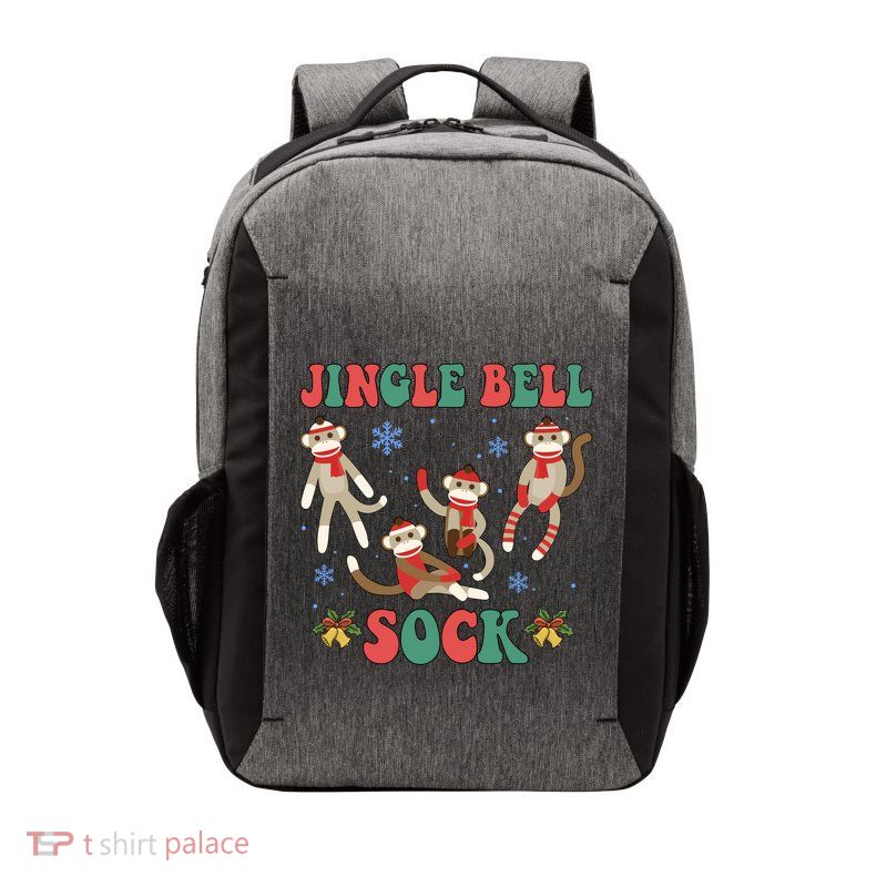Jingle Bell Sock Funny Sock Monkey Christmas Monkey Lovers Gift Vector Backpack