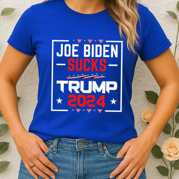 Joe Biden Sucks Trump 2024 For President Political Womens T-Shirt