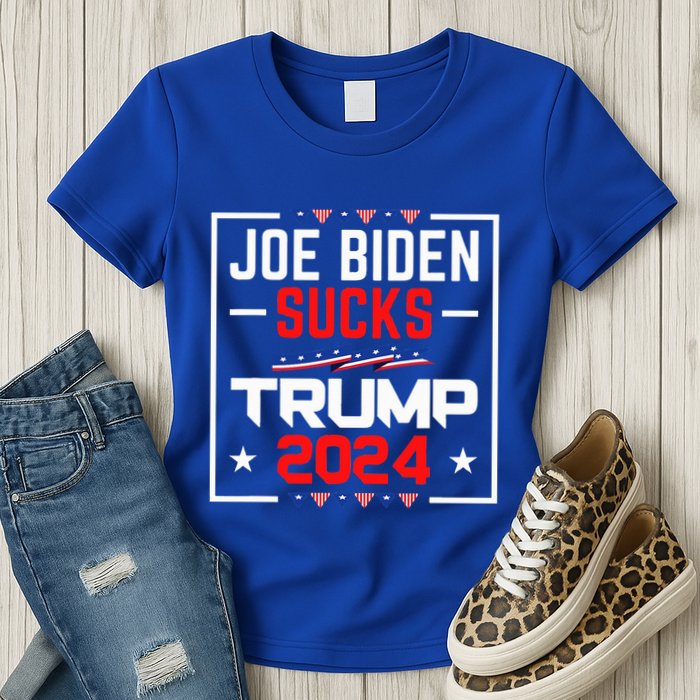 Joe Biden Sucks Trump 2024 For President Political Womens T-Shirt
