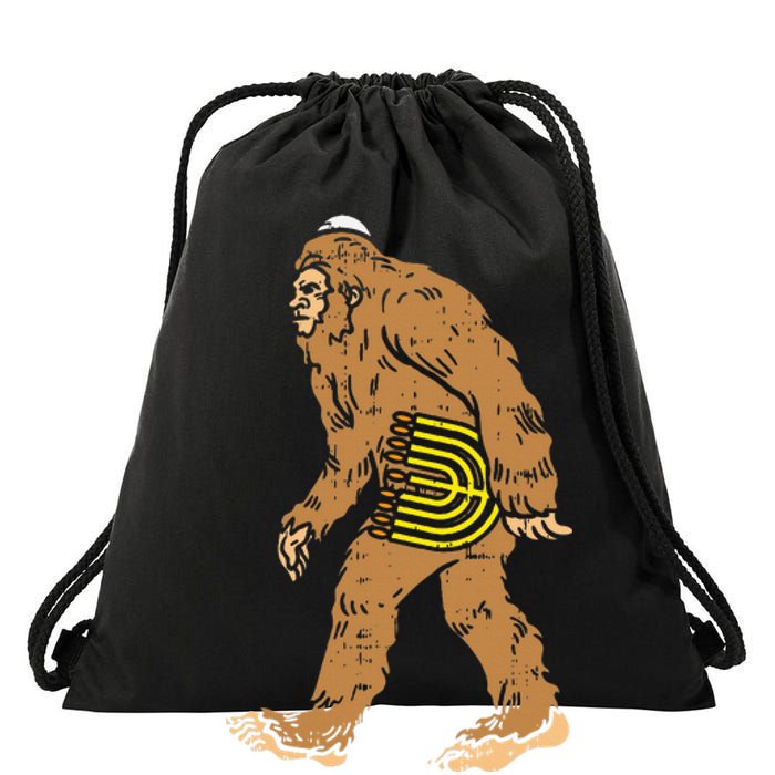 Jewish Bigfoot Sasquatch Carry Menorah Funny Hanukkah Gift  Drawstring Bag